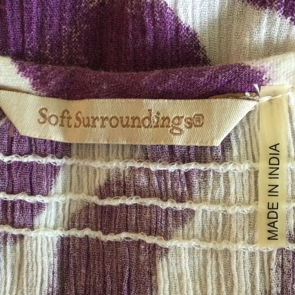 Soft Surroundings Purple/White Gauze Smocked Dress - Picture 5 of 6